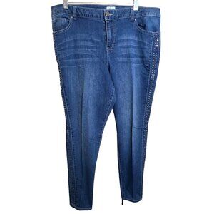 S & CO skinny low rise jeans size 16 Square metal accent Stretch Y2K